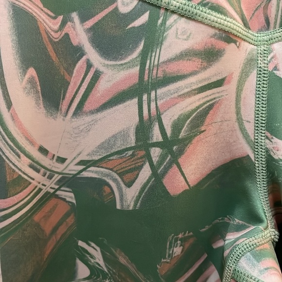 IVL Collective Light Green Pink Multi Color Marble Swirl Leggings Size 2 - Picture 6 of 8